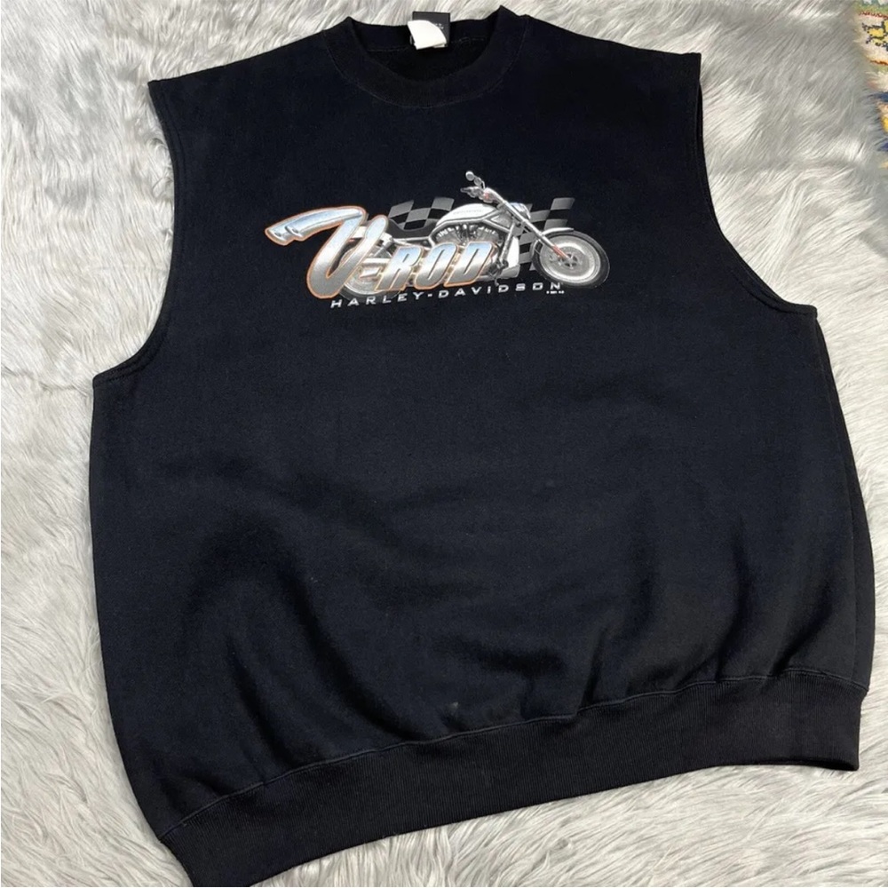 Vintage 2001 Harley Davidson Lynnwood WA Black Sleeveless Sweater